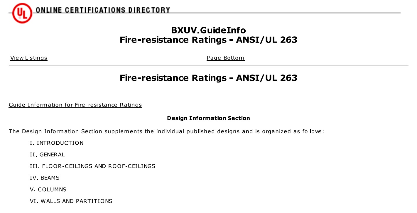 UL263 Standard for Fire Tests of Building Construction and Materials